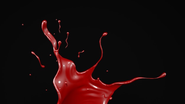 Isolated shot of paint splashing on black background, 3d illustration, 3d rendering.