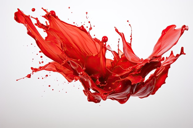 Photo isolated shot of red paint splash on white background