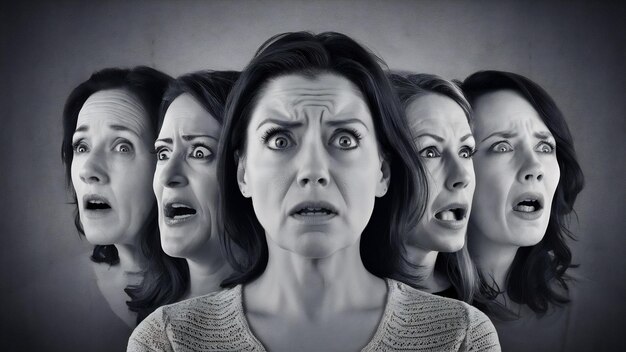 Photo isolated shot of speechless concerned shocked and angry woman expressing silence and misconception