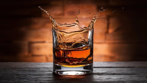 Isolated shot of whiskey with splash