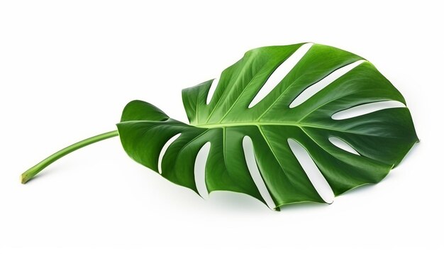 Isolated Side View of Monstera Leaf