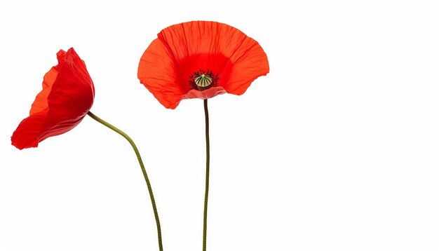 Photo isolated side view of poppy flower