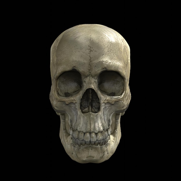 isolated skull on black background