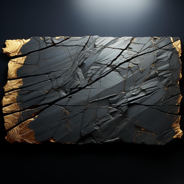 Isolated slab obsidian surface set upon shadowy wall vacant setting For Social Media Post Size