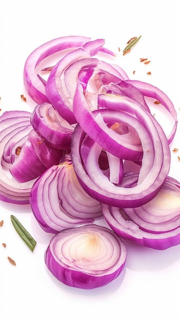 Isolated slices of red onion on white background versatile ingredient Vertical Mobile Wallpaper