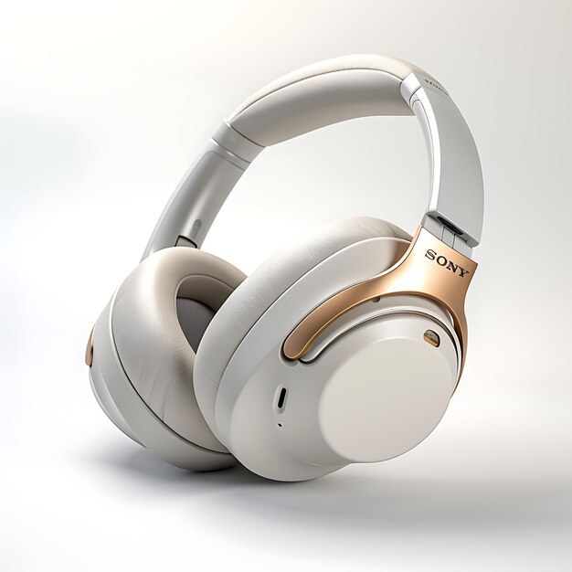 Isolated of Sony Wh 1000Xm4 Wireless Headphones Front and Side View Sh on White Background Clean