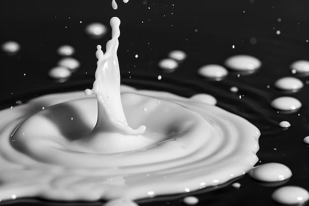 Photo isolated splash of milk or white liquid on black background