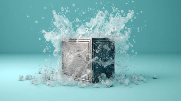 Isolated spray of water behind a goods made using generative ai tools