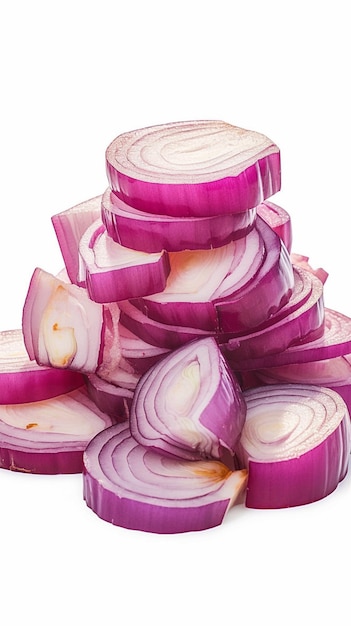 Isolated stack of chopped red onion on white clipping included Vertical Mobile Wallpaper