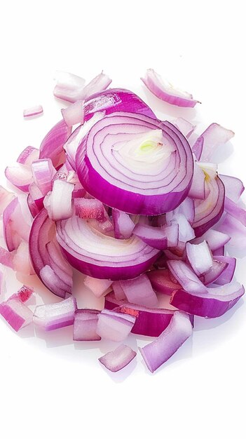 Isolated stack of chopped red onion on white clipping included Vertical Mobile Wallpaper