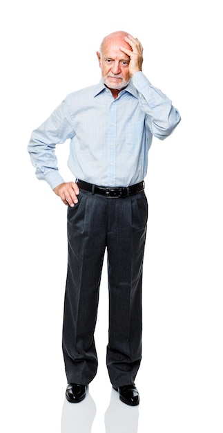 Isolated standing caucasian old man