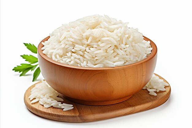 Isolated steamed white rice on white background ideal for culinary concepts and food advertising