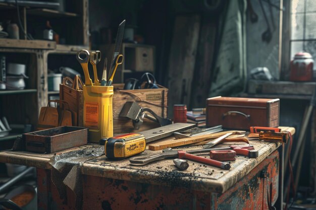 isolated still life with constructor tools