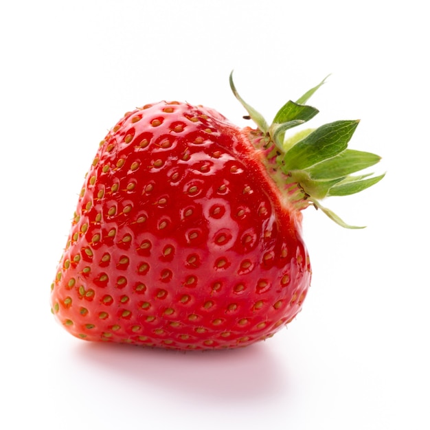 Isolated strawberry. Single strawberry fruit isolated on white