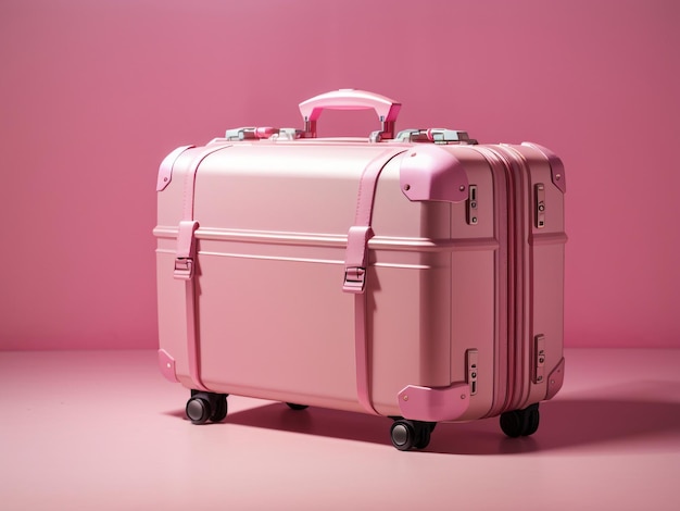 Isolated Suitcase Pink Elegance on a Playful Background