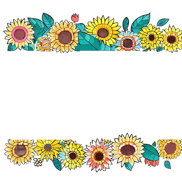 Isolated sunflower borders for elegant invitations and greatings card