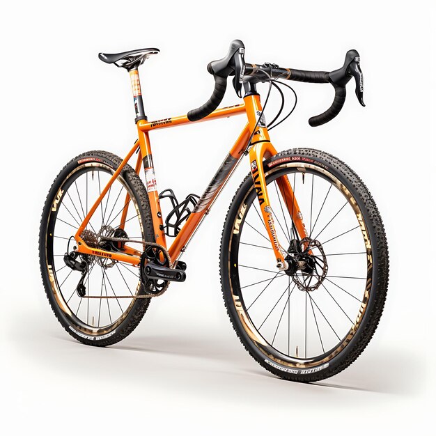 Photo isolated of surly crosscheck bike cycle cyclocross bike type orange col on white background photo