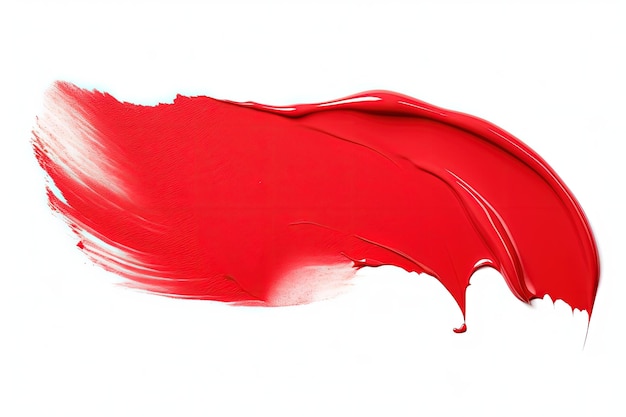 Isolated swatch of bright red lipstick on white background