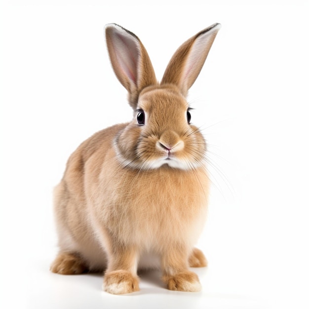 An isolated tan rabbit on white background