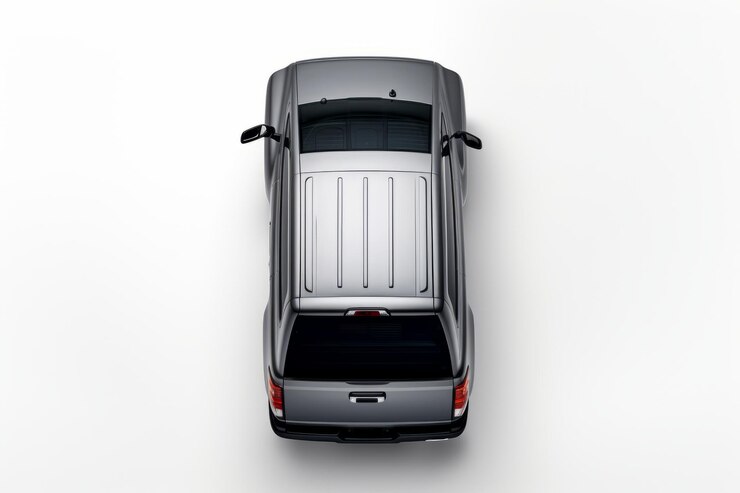 Isolated Top View of Empty Trunk in Gray PickUp Truck