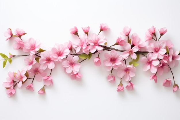 isolated top view flowers on white