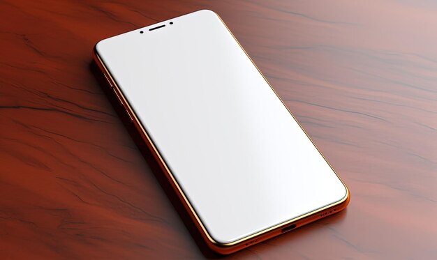 Photo isolated touchscreen smartphone mockup with blank screen