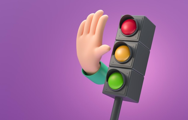 Isolated Traffic Light 3D Illustration