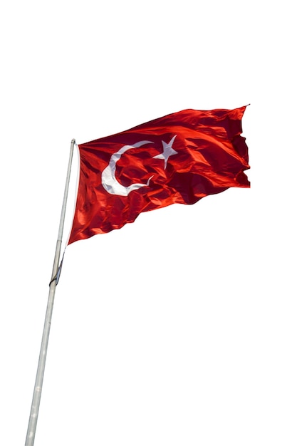 愛国心と自由の白い背景のシンボルにトルコ国旗を分離