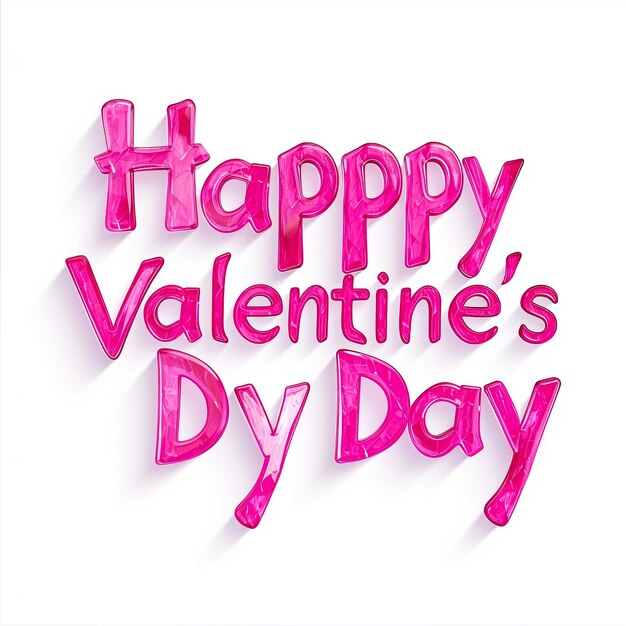 isolated vector letters Happy Valentines Day on a white background They are magenta and translucent almost as if they are made of glass words are centered and of equal size