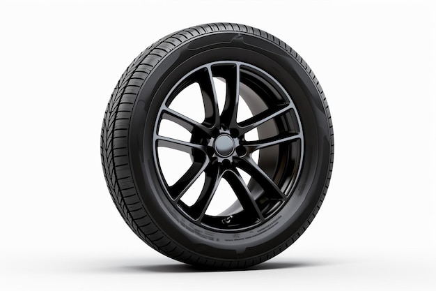 Isolated View of a Car Tire on White Generative AI