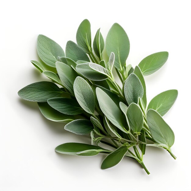 Isolated View of a Sprig of Sage Emphasizing Its Velvety Lea Photoshoot Top View and Professional