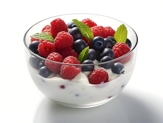 Isolated view of yogurt with ice in a glass High resolution