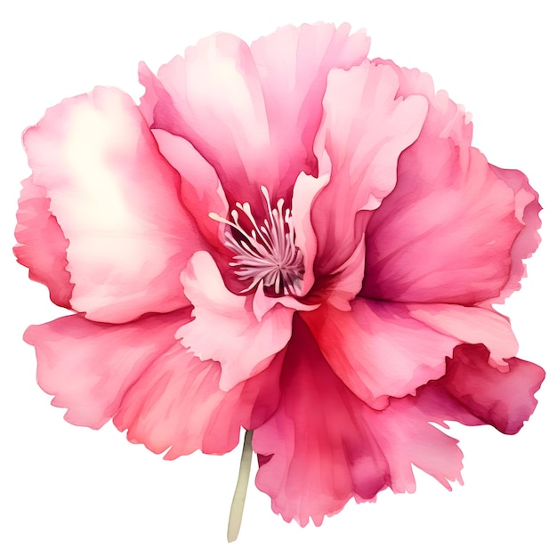 Isolated watercolor huge pink flower on a white background High quality