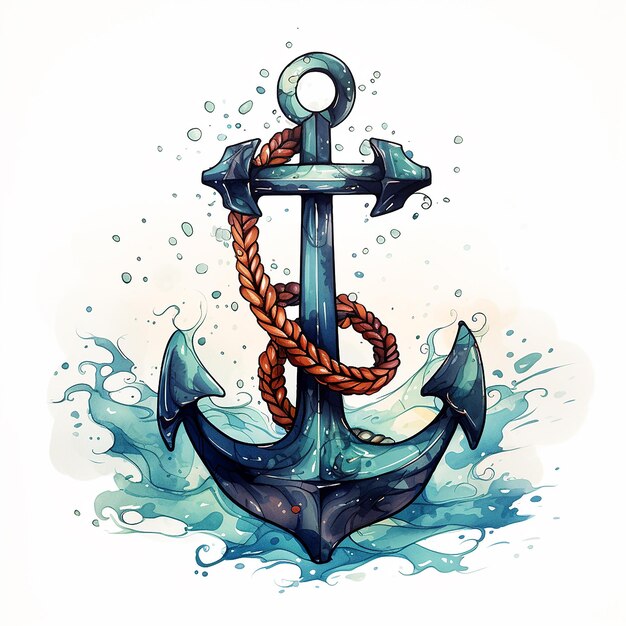 Premium AI Image | Isolated Watercolor Nautical Anchor Tattoo Design