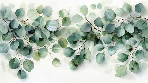 Photo an isolated watercolor painting of a bouquet of green eucalyptus leaves and branches perfect for cards invitations posters and save the dates