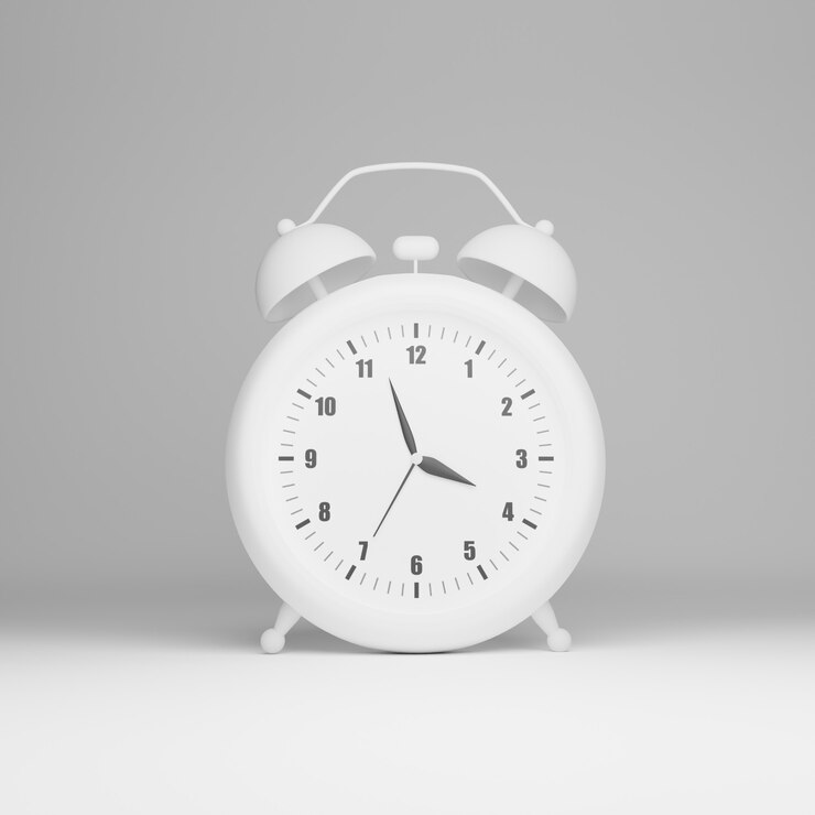 Isolated white alarm clock , 3d render