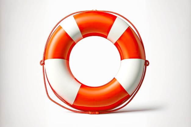 Isolated on white background bright orange life buoy