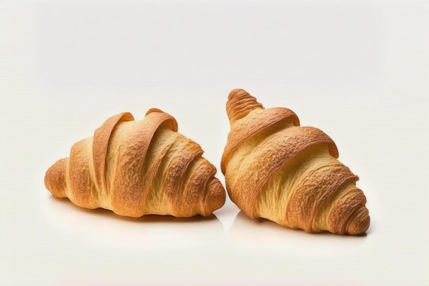 Isolated on a white background two croissants