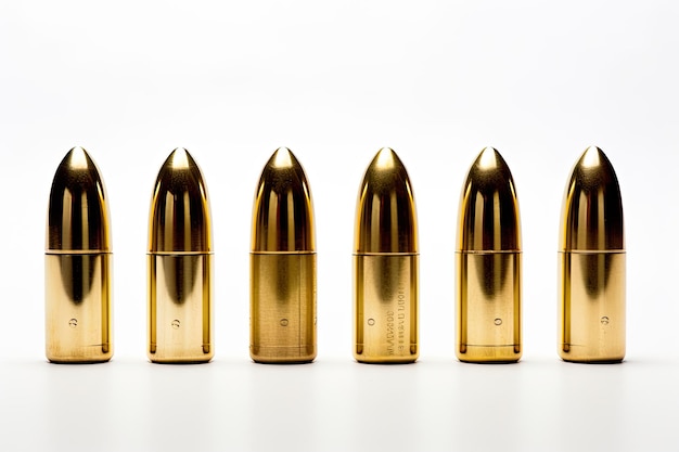 Isolated white background with 9mm gun bullets