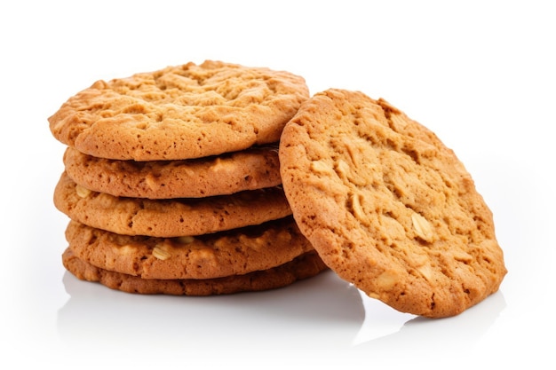 Isolated white background with oatmeal cookies