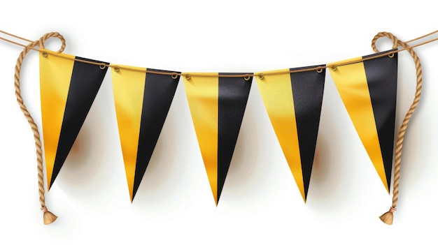 Photo an isolated white background with a vinyl banner and pennants hanging from ropes