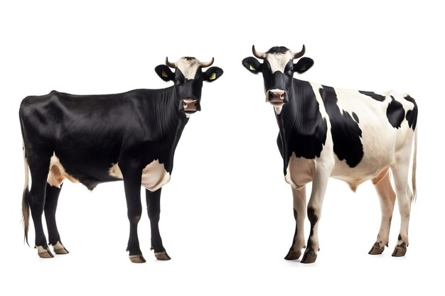 Isolated White and Black Cow on a White Background Generative AI