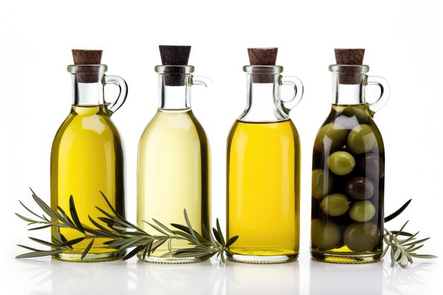 Isolated white bottles of olive oil