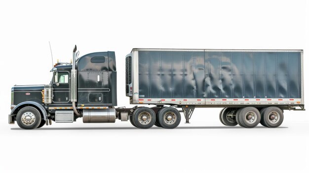 Isolated on white is a big tractor trailer truck