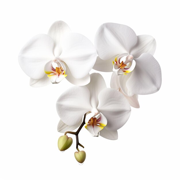 Isolated of a white phalaenopsis orchid leaf on whi leaf decoration on white backgroun