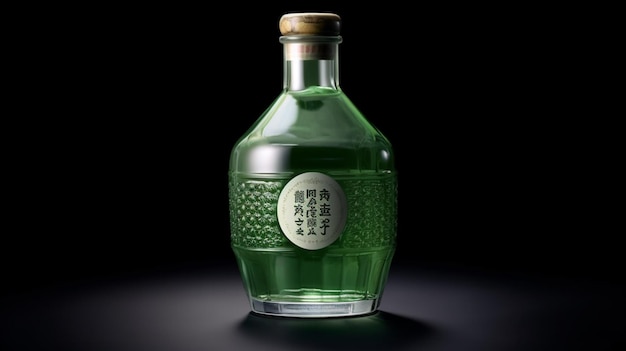 Isolated white sake bottle with a blank label Generative AI