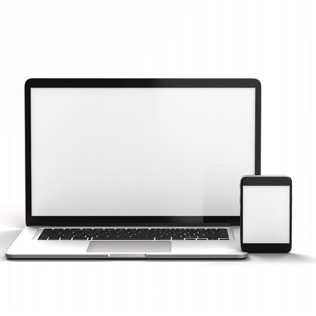 Photo isolated white screen tablet laptop and smartphone composition white background with generative ai