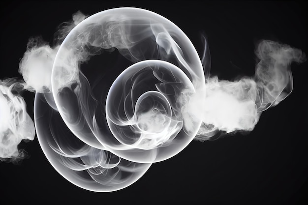 Photo isolated white smoke effect on black background 3d rendering