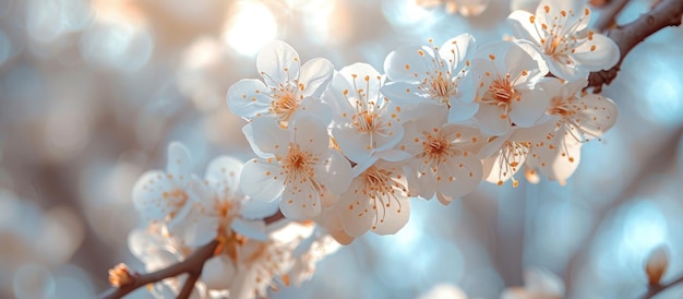 Одинокие белые деревья цветут весной