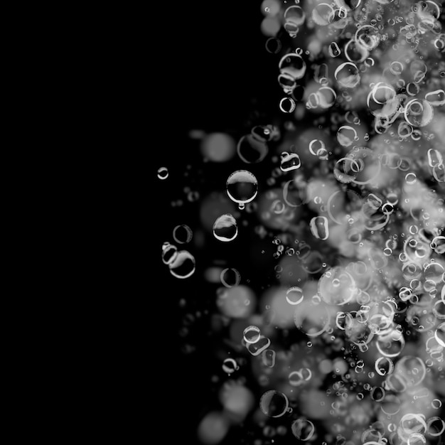 Premium Photo | Isolated white water bubbles on black background